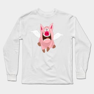 Cute Flying Pig named Bacon - Illustration Long Sleeve T-Shirt